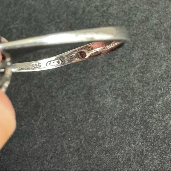 Vintage Faux Ruby Cocktail Ring Sterling Silver Cubic Zirconia Halo Cluster 8